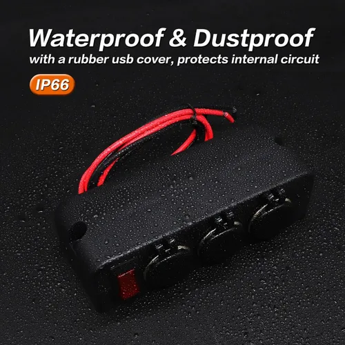 Vista 8 de Divisor de encendedor de cigarrillos de 3 enchufes, adaptador de toma de corriente de 12V con interruptor LED rojo de encendido/apagado, enchufe