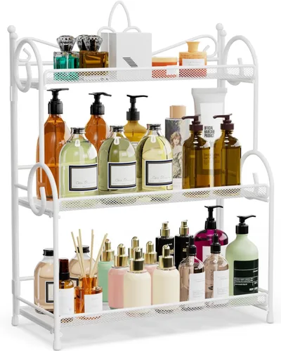 Vista 7 de YIUKEA Organizador de baño para encimera, organizador de especias de 3 niveles, organización de mostrador y almacenamiento para baño, cocina
