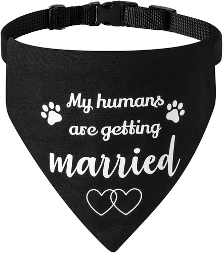 Vista 15 de El mejor collar de bandana de boda para perro, bandana de compromiso ajustable para mascotas con hebilla de liberación rápida y anillo en D