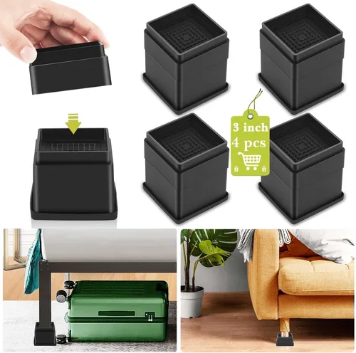 Vista 58 de Paquete de 12 elevadores de muebles de 1, 2 o 3 pulgadas, elevadores de cama ajustables resistentes para mesa, escritorio, sofá, silla, gabinete