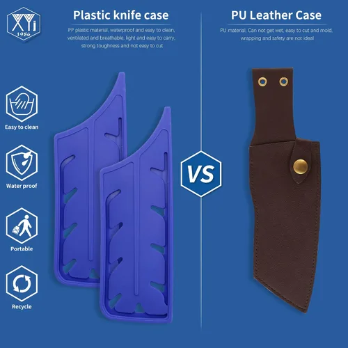 Vista 4 de XYJ Juego de 2 fundas de seguridad para cuchillos de seguridad, protector de borde, funda universal para cuchillos, cuchilla, protector de Azul