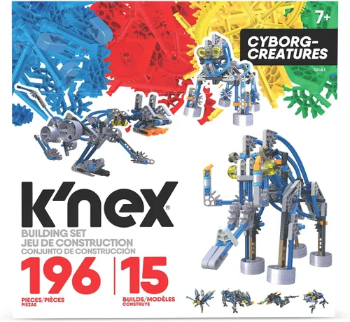 Vista 2 de Basic Fun K'NEX Cyborg Creatures 15 Model Juguetes educativos para niños y niñas, kit de aprendizaje de 196 piezas, ingeniería para niños