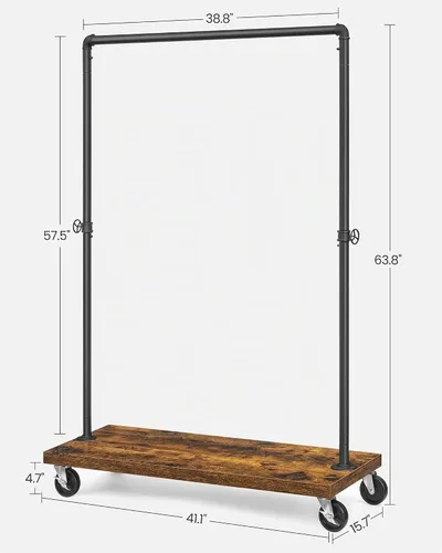 Vista 8 de VASAGLE UHSR65BX - Perchero para ropa de estilo rústico con diseño de tuberías industriales, con estante, estante de ropa resistente