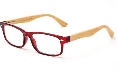 Vista 5 de Newbee Fashion Lentes transparentes Marco Rectángulo Marco Sin Prescripción Falso Gafas Paquete de 2 bambú negro y marrón
