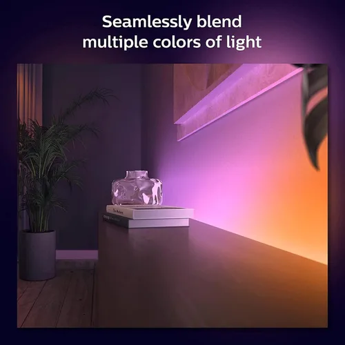 Vista 2 de Philips Hue Kits de base de tira de luz LED inteligente para interiores de 6 pies con enchufes, efecto multicolor fluido, paquete de 2, control