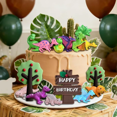 Vista 3 de Decoración de dinosaurio para tartas de cumpleaños