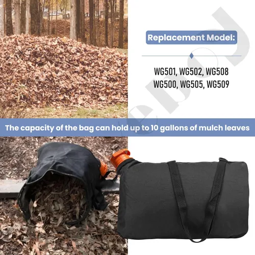 Vista 6 de 50026858 Trivac Leaf Collection Bag WGBAG500, por - Braveboy, compatible con soplador/aspiradora W-orx, modelo de repuesto WG500, WG505, WG509