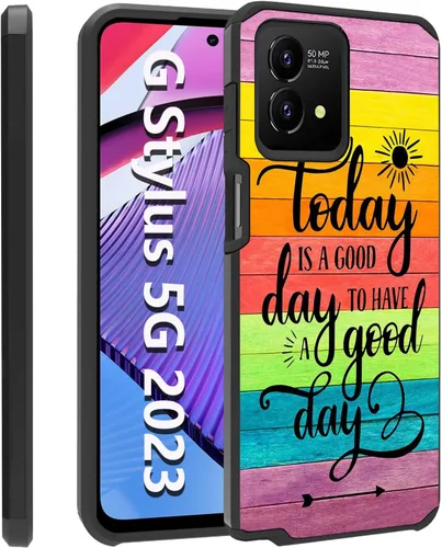 Vista 15 de Funda para Moto G Stylus 5G 2023, resistente 2 en 1 de doble capa híbrida de policarbonato duro y silicona suave a prueba de golpes, funda