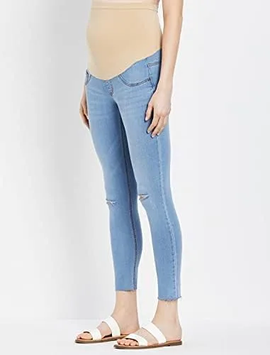 Vista 3 de Motherhood Maternity Women's Super Stretch Secret Fit Over The Belly Skinny Ankle Length Jeans Indigo Blue