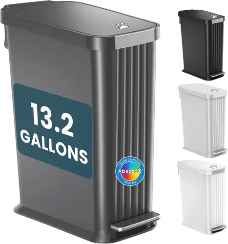 Vista 24 de iTouchless Cubo de basura para excrementos de perro de 3 galones / 12 litros con filtro de olor AbsorbX – Recipiente de basura de metal de cierre