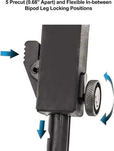 Vista 4 de UTG Bípode QD de metal blindado de goma, altura 6.0 "- 8.5", negro