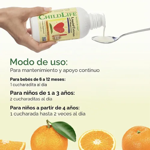 Vista 7 de Calcio/Magnesio líquido de Child Life, sabor natural a naranja, botella de plástico de 16 fl -, LCM2, 16 onza, Default, 1, 1 Calcio, magnesio