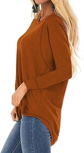 Vista 3 de Cutekolve Camisetas para mujer, de manga larga, casuales, de otoño, holgadas, túnicas, con abertura lateral