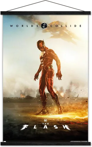 Vista 8 de DC Comics Movie The Flash - Póster de pared de una hoja, 34 pulgadas de largo x 22.4 pulgadas de ancho, versión enmarcada en negro Versión con marco