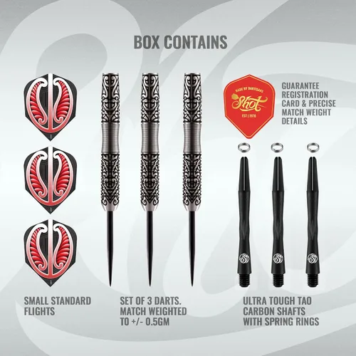 Vista 3 de Shot! Warrior Hautoa - Juego de dardos para lanzar 80% tungsteno, profesionales, fabricados en Nueva Zelanda, vuelos diseñados para mujeres