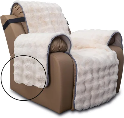 Vista 9 de Funda de felpa y mullida para sofá, de piel sintética, resistente al agua, protector antideslizante de muebles para niños, perros y gatos