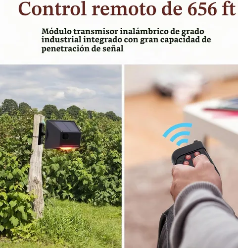 Vista 4 de Detector de sensor de movimiento al aire libre con alarma solar IP65 resistente al agua 129db alta sirena lámpara estroboscópica con control remoto