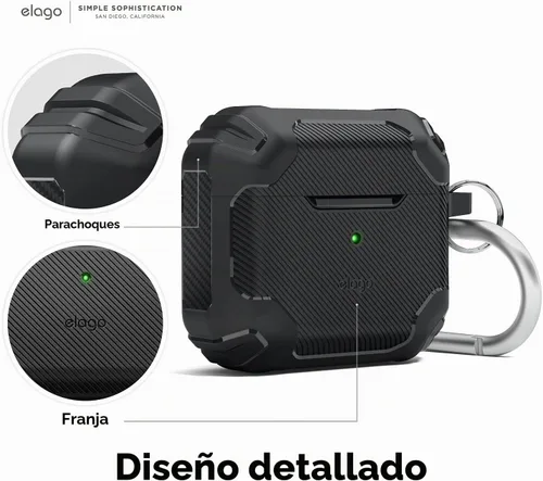 Vista 3 de elago Funda de armadura sólida para AirPods 3 Negro