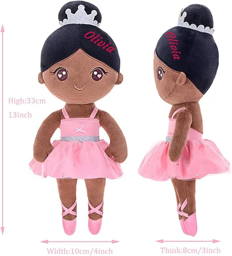 Vista 2 de Gloveleya - Ballet Girl - Muñeca de felpa suave personalizable con diseño de ballet para niñas, para regalo, color negro, de 13 pulgadas, con caja