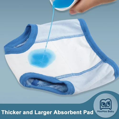 Vista 2 de MooMoo Baby Ropa interior de entrenamiento para ir al baño, paquete de 10 pantalones absorbentes de entrenamiento para niños y niñas, pantalones