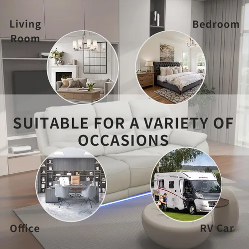 Vista 73 de Juego de sofá reclinable eléctrico, seccional de cuero transpirable beige, juego de muebles de sala de estar, 2 piezas, sofá reclinable eléctrico