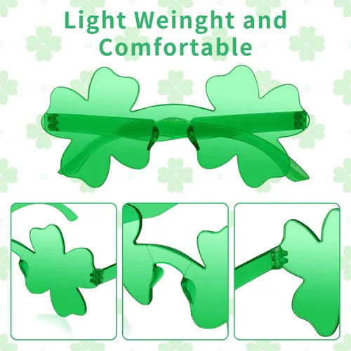 Vista 4 de JUSTOTRY 8 Pcs St.Patricks Day Glasses Shamrock Four Leaf Plastic Glasses for Irich Party Accessories