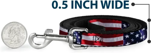 Vista 4 de Buckle-Down Correa para perro Bandera estadounidense vívido de cerca duradero elegante para paseos