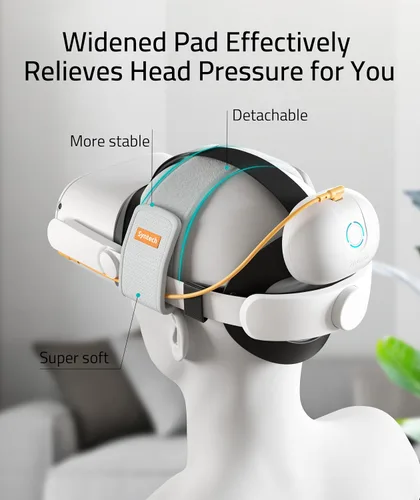 Vista 4 de Syntech Correa de cabeza VR con batería compatible con accesorios MetaOculus Quest 2 banco de energía desmontable de 10000 mAh correa de cabeza