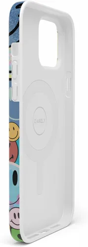 Vista 7 de Casely Funda para iPhone 14 Pro Max Todas las sonrisas Adhesivo de cara sonriente Compatible con MagSafe Diseño ultra delgado clásico