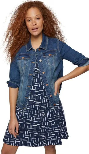 Vista 6 de ellos Vestido de punto acampanado de manga corta para mujer de talla grande, Multi
