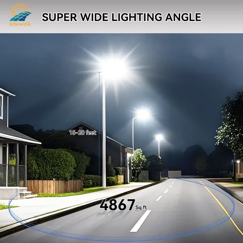 Vista 9 de 6000 W de luces solares para exteriores resistentes al agua, luz de calle solar del atardecer al amanecer de 7000 K, sensor de movimiento