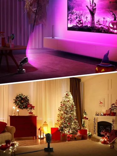 Vista 6 de ZUCKEO Focos LED de 10W para Interiores RGBW que Cambian de Color Iluminación Ascendente para Interiores con Control Remoto, Foco Navideño de 120V