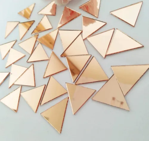 Vista 6 de Juego de 100 piezas de mosaico de espejo de vidrio real triangular de 1 pulgada, espejo triangular de vidrio real, accesorio de manualidades