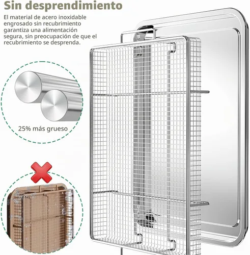 Vista 3 de OPENICE Air Fryer Basket for Oven with Magnetic Cheat Sheet, Set of 2