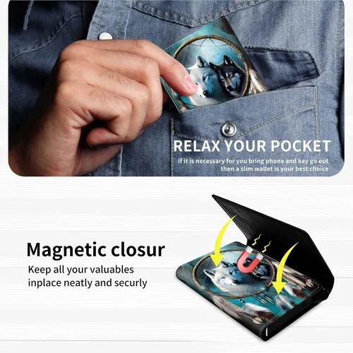 Vista 4 de DEGDFSGR Funda de aluminio para tarjetas de crédito, funda de cuero de primera calidad para tarjetas, bolsillo frontal, triple billetera con bloqueo