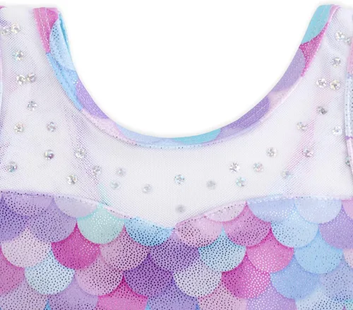 Vista 4 de EQSJIU Ballet Leotard with Tutu Skirt for Girls Dance Gymnastics Toddlers Sparkly Snowflake Party Dress Outfit Kids