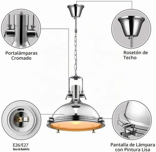 Vista 3 de Industrial estilo náutico único colgante-LITFAD 18 "cúpula forma colgante lámpara montada iluminación en Rusty