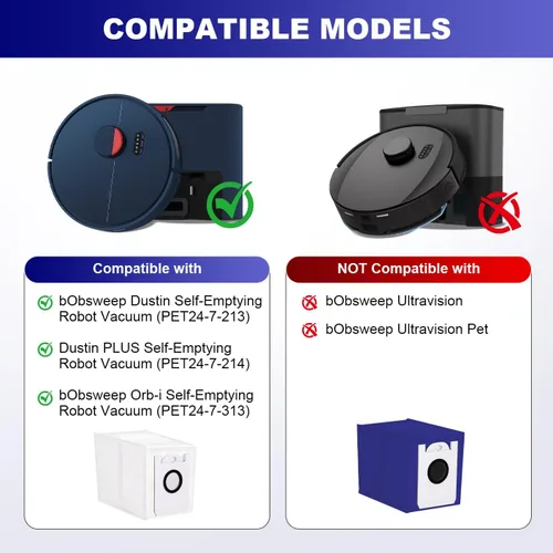 Vista 3 de Bolsas de polvo para bObsweep Dustin & Orb-i - Aspiradora robot de auto-vaciado – 3.5L Bolsa de vacío de filtración avanzada – Paquete de 4