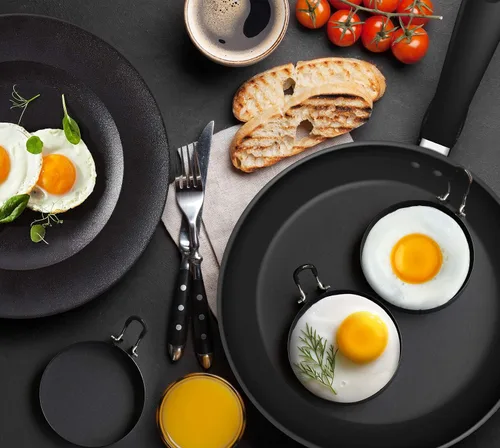 Vista 4 de Anillos de acero inoxidable para cocinar huevos, molde para freír panqueques, huevos y tortillas, 4