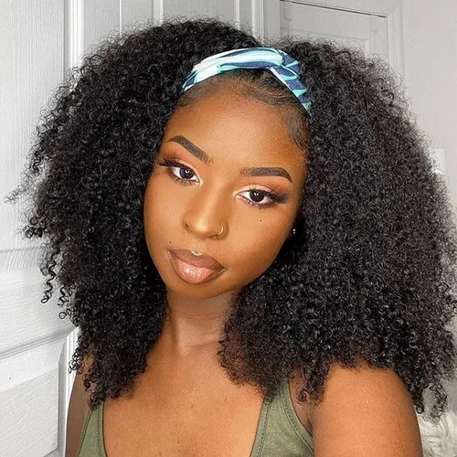 Vista 23 de Boopwine Peluca de cabello humano rizado con diadema para mujeres negras, 28 pulgadas, sin pegamento, sin encaje frontal, peluca de cabello virgen