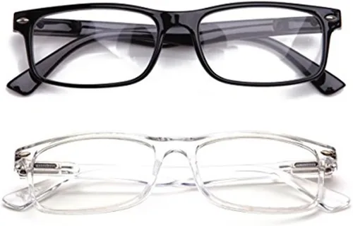 Vista 8 de Newbee Fashion Lentes transparentes Marco Rectángulo Marco Sin Prescripción Falso Gafas Paquete de 2 bambú negro y marrón