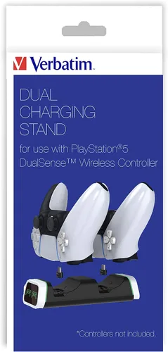 Vista 9 de Verbatim Estación de carga de doble controlador PS5 para usar con controladores inalámbricos Playstation 5 DualSense, base de carga, indicadores