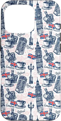Vista 20 de Funda para iPhone 16 London con Big Ben, Booth, Union Jack, funda de té inglés