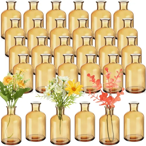 Vista 8 de Lallisa 54 piezas 8 centímetros Jarrones pequeños de vidrio en brote a granel, jarrones mini de flores para centros de mesa, botellas de vidrio