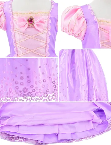 Vista 6 de Disfraz de princesa para niñas de 3 a 12 años con trenza larga y tiaras