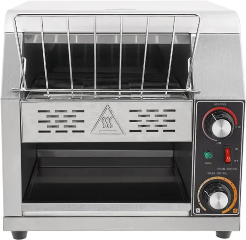 Vista 4 de Tostadora transportadora comercial de 300 rebanadas/hora, 1900 W 110 V, mini tostadora industrial con 7 engranajes para restaurantes y hogares