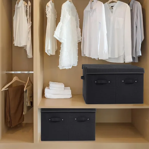Vista 6 de Organizador de zapatos para armario, caja de almacenamiento de zapatos plegable con divisores ajustables, gran contenedor de almacenamiento