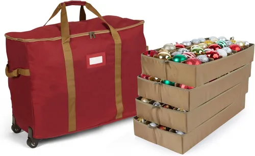 Vista 57 de Covermates Keepsakes Bolsa de almacenamiento ajustable para adornos, con asas de transporte, protección acolchada, ruedas dobles, almacenamiento