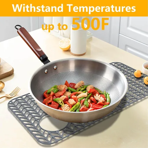 Vista 48 de Protectores de fregadero de cocina de 12 x 11 y 13 x 11 pulgadas, protectores de silicona para fregadero de cocina para la parte inferior del Gris
