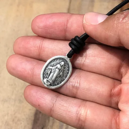 Vista 5 de Collar con medalla de la Virgen de los Milagros, dijes católicos, joyería para mujer, regalos para hombre, medalla milagrosa, medallas milagrosas